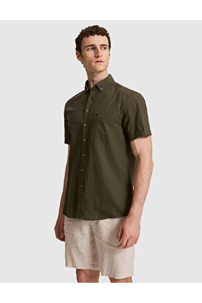 Pierre Cardin Haki Regular Fit Kısa Kollu Gömlek 50320916-VR027