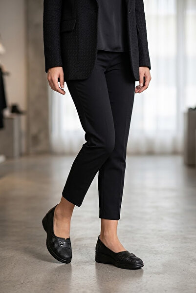 Solly 787 Black Genuine Leather Women's Heeled Shoes