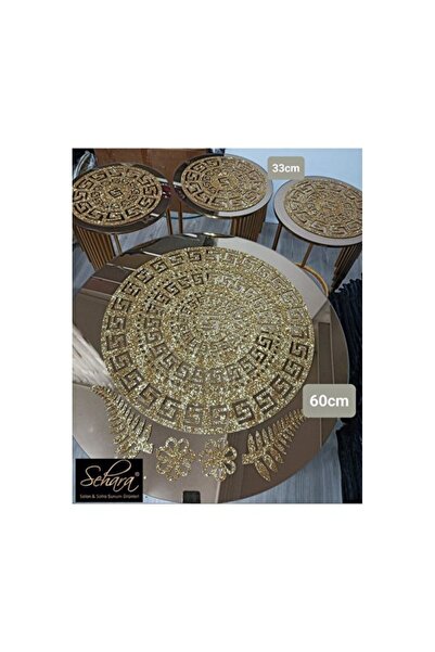 Empressco Şık Sehpa Örtü Seti, 1 adet (60cm) orta sehpa runner ve 3 adet zigo...