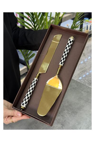 Mikasa Moor Gold Black and White Cake Serving Set P327.126824