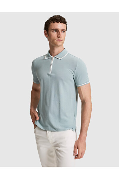 Pierre Cardin Dark Mint Slim Fit 100% Cotton Zippered Polo Collar T-Shirt 503...