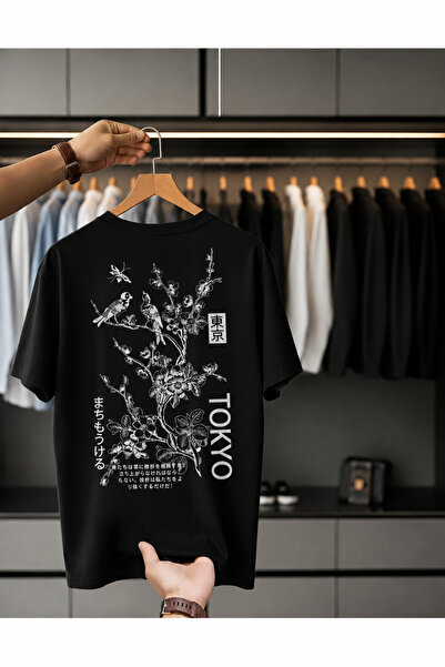 İnazuma Outdoors Unisex Oversize Printed Cotton Crew Neck Short Sleeve Black ...