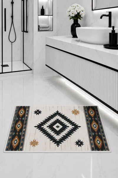 Hayal Dekoratif Kilim Pattern Non-Slip Base Washable Bathroom Mat Set Digital...