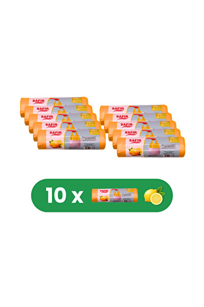 SAFİR Set de 10 role Saci Menajeri 60L cu mâner, 15 bucăți/rolă, cu parfum de...