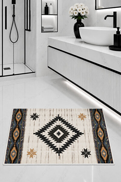 Hayal Dekoratif Kilim Desen Kaymaz Taban Yıkanabilir Banyo Paspas Takımı Dijital Baskılı 40x60-50x70-60x90'cm