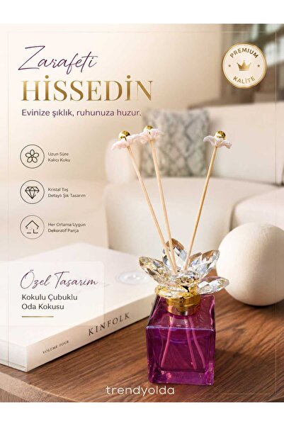 Yusuf Home Concept KRİSTAL TAŞLI ALTIN DETAYLI CAM KOKU ŞİSESİ