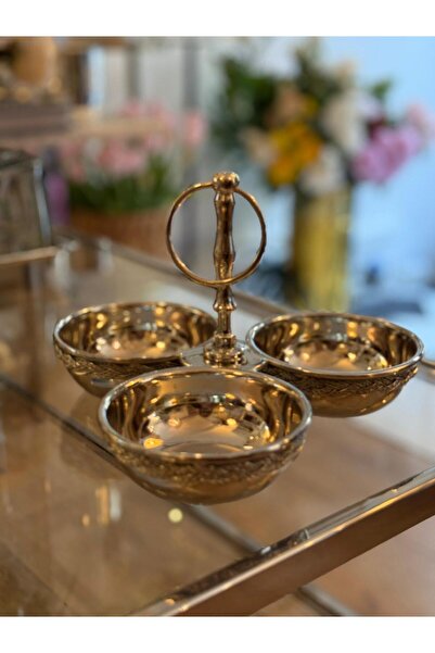 Dekordan House 3-Piece Silver Snack Bowl with Rope Handles