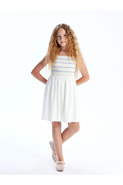 LC Waikiki Lcw Kids White Square Collar Girl Dress