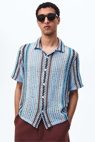 H&M Regular Fit Textured-knit resort shirt