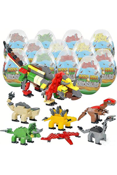Arabest 12-Piece Pre-Filled Easter Eggs,Dinosaur Building Blocks,Mini Animal ...