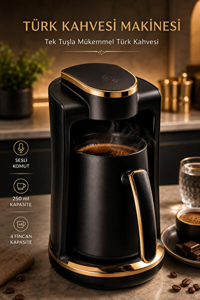 Yenilig Turkish Coffee Machine with Voice Command, 250 ml – 4 Cup Capacity, B...