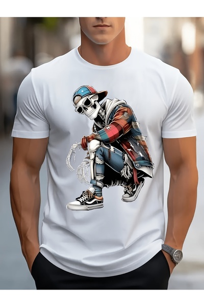 17 seramik Cartoon Patterned Men'S Casual T-Shirt, Stylish And Generous