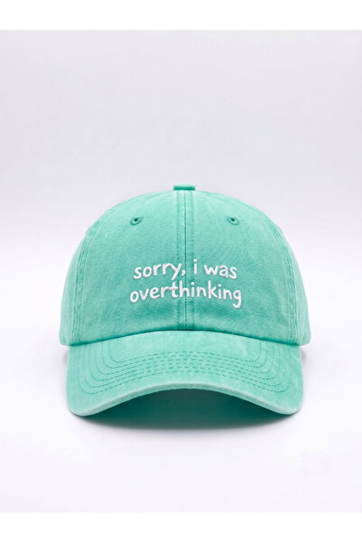 Hathub Club "sorry, i was overthinking" Nakışlı Yıkamalı Şapka / Kep