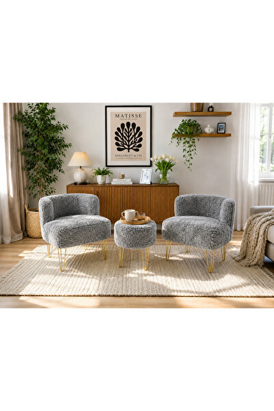 BEYLERBEYİ ÇAY SETİ İKİLİ KOLTUK BERJER VE PUF TAKIMI (SALON, BALKON, OFİS) 3...
