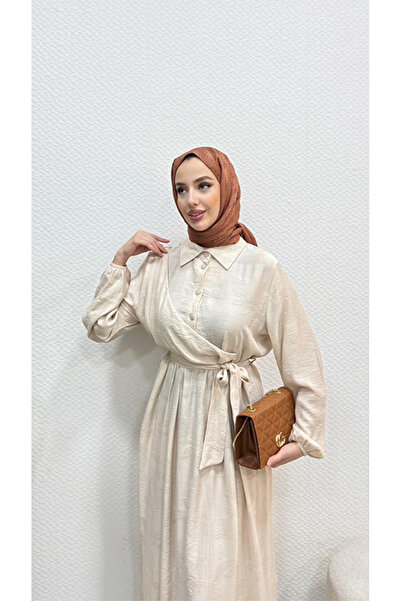 Moda Gazel Gömlek Yaka Kuşaklı Elbise