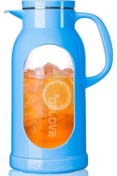 Arabest 68 oz/2 Liter Glass Pitcher with Shatterproof Shell,Heat Resistant,St...