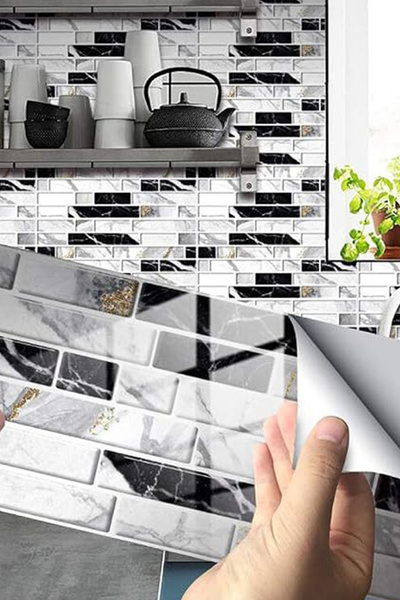 CİYU TİCARET 3D Mermer Görünümlü Kendinden Yapışkanlı Duvar Sticker Mutfak Ba...