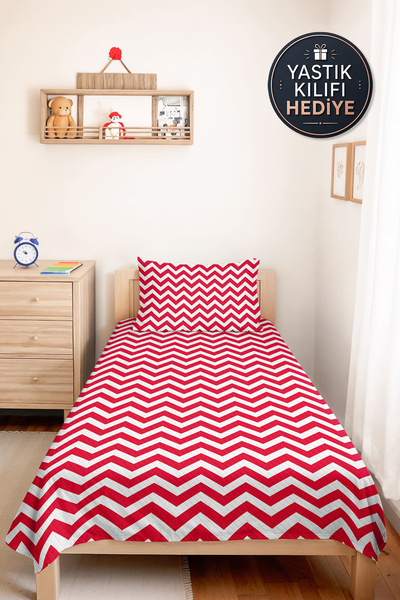 Evimde Bambaşka Zigzag Geometric Fuchsia Young Room Single Pique Set - Modern...