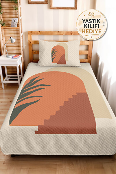 Evimde Bambaşka Set de lenjerie de pat Boho Geometric Tile pentru cameră de t...