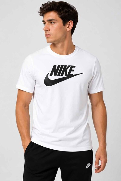 Nike Sportswear Men's White T-Shirt Casual Sports Cotton Short Sleeve Crew Neck