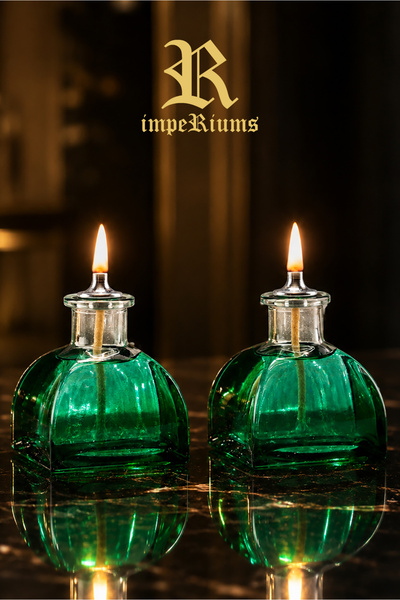 impeRiums Zümrüt Yeşili 2’li Set Dekoratif Kandil Mum Seti – Premium Cam Tasarım