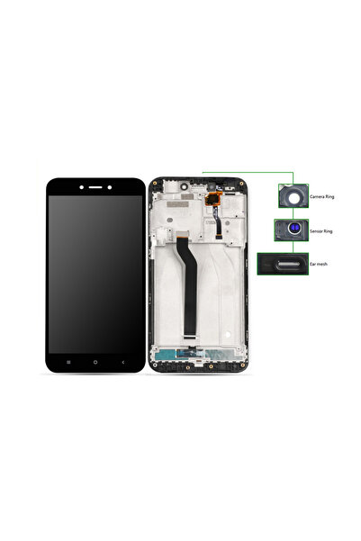 unbranded LCD για Xiaomi Redmi 5A, Camera-Sensor ring, ear mesh, με frame, Black