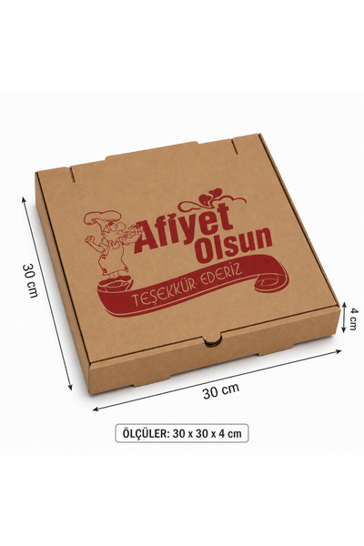 Genel Markalar 30x30x4 Karton Pizza Kutusu 100 Adet Kahverengi