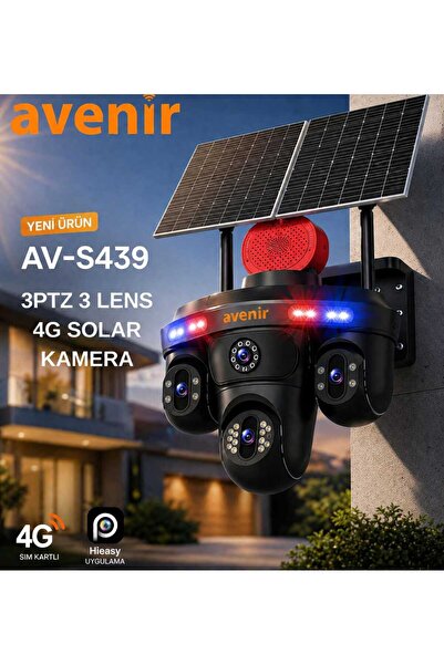 AVENİR S439 3 Lens 3 PTZ 4G Solar Güvenlik Kamerası