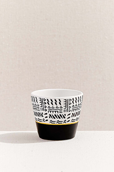 Paşabahçe Tribe 4 Ceramic Espresso Cup Black and White, Espresso Cup, 1 Piece