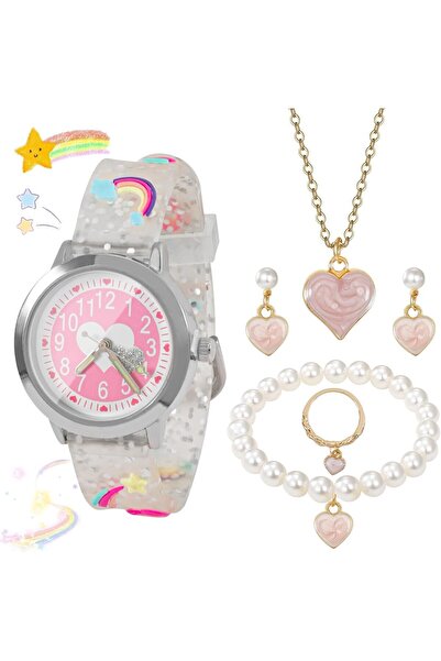 Urban URBANNX Watches for Girls – 5PCS Heart Watch Jewelry Gift Set with Neck...