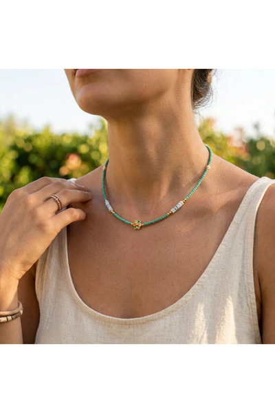 Accessories Renkli Çiçek Figürlü Boncuklu Kadın Kolye