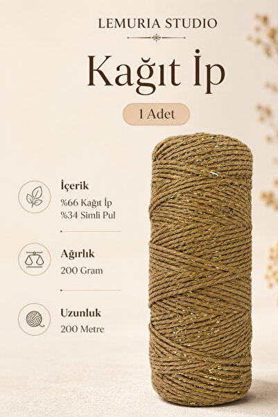 Lemuria Studio Lemuria Paper Shine 200 Simli Kağıt İp 200 g 200 m – Çanta, Ak...