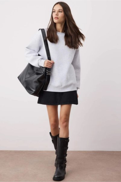 Reçel bisiklet yaka oversize sweatshirt