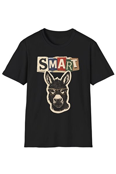 1001 Line Vintage Smart Donkey with Glasses Graphic T-Shirt for Men Funny Col...