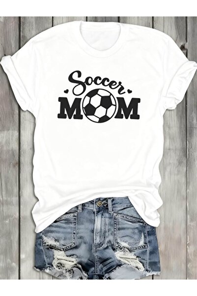 12 Teknoloji تي شيرت نسائي برسومات Soccer Mom |   تي شيرت أبيض مطبوع، ملابس أ...