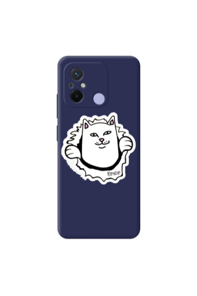 Other Xiaomi Redmi 12C White cat Dark blue Colored Silicone TPU Θήκη