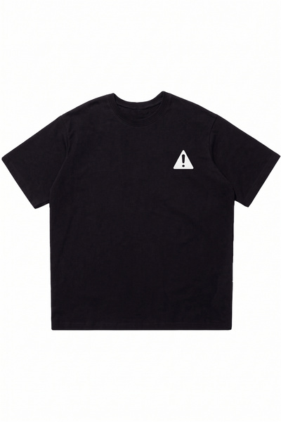 DASH WEAR Attention Printed Black Oversize Crew Neck T-Shirt
