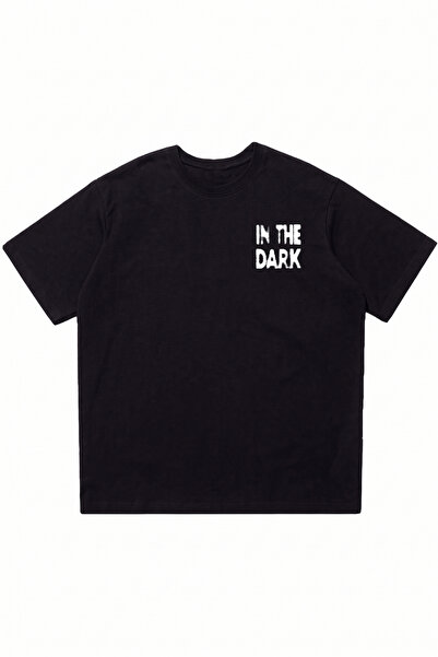 DASH WEAR In the Dark Printed Black Oversize Crew Neck T-Shirt