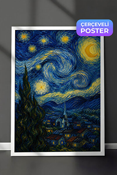Zestia Pictură murală inspirată de Van Gogh, Noapte înstelată, Efect de pictu...