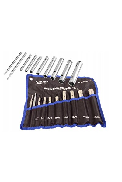 SilverTools 6–22 mm tubular wrench set, 6 tips, 10 pieces, SilverTools, S10998