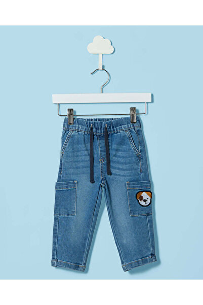 REDTAG Infant Boys Blue Cargo Jeans