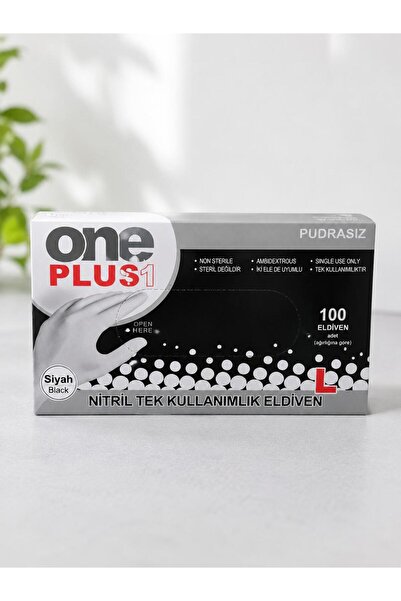 One Plus1 One Plus Black Nitrile Gloves 100 Pairs Medium