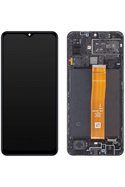Samsung Тъчскрийн дисплей за Galaxy M12 M127, с рамка, черен, заместващ GH82-...