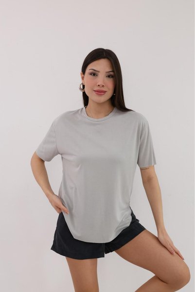 Mersella Livesta Women's Oversize Basic Crew Neck T-Shirt 50% Cotton 50% Polyester