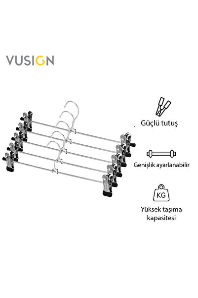 Vusign Mandallı Ayarlanabilir Pantolon ve Etek Askısı Paslanmaz Çelik 35 cm A...