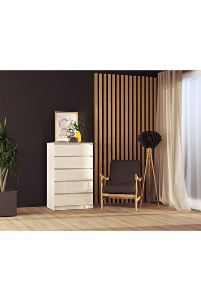 OEM Comoda ARIA 5 sertare, 70x40x112cm, Alb