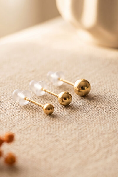 Elika Silver Top Model Triple Earring Set Gold Color