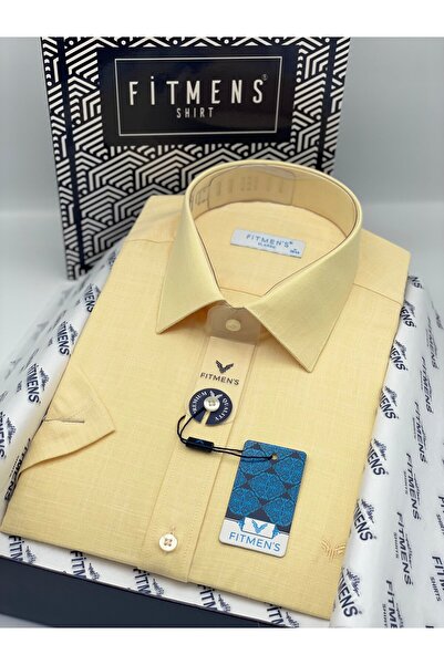 Fitmens Classic Short Sleeve Linen Collar Button down Comfortable Fabric Gift...