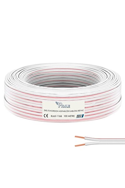 Poke 2x0.75 Hoparlör Kablosu Beyaz Kordon 100mt Pk-1166