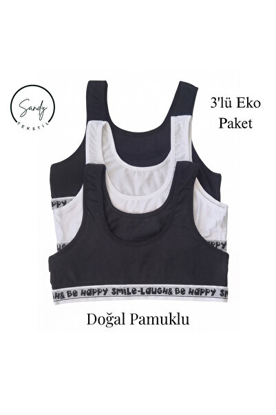 Koza soft Sandy 3-Piece Girls' Thick Strap Cotton Non-Padded Training Bra Hal...